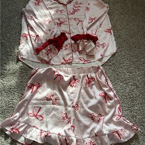 Fantastic Fawn Red and White Pajama Set